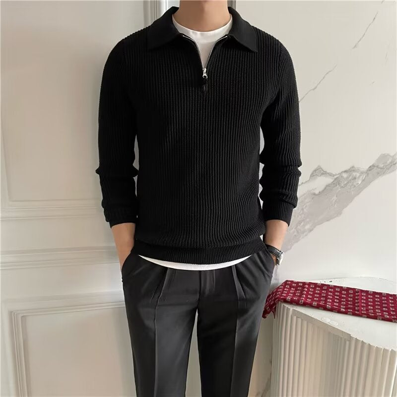 Half-zip knitted sweater