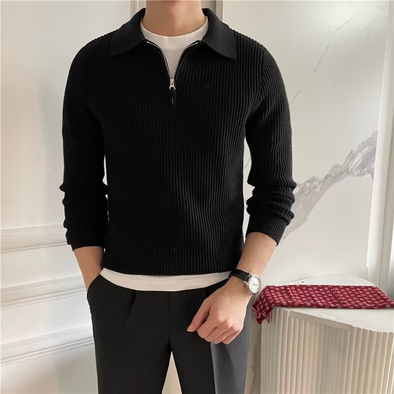 Half-zip knitted sweater