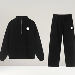 Gray full-zip straight suit