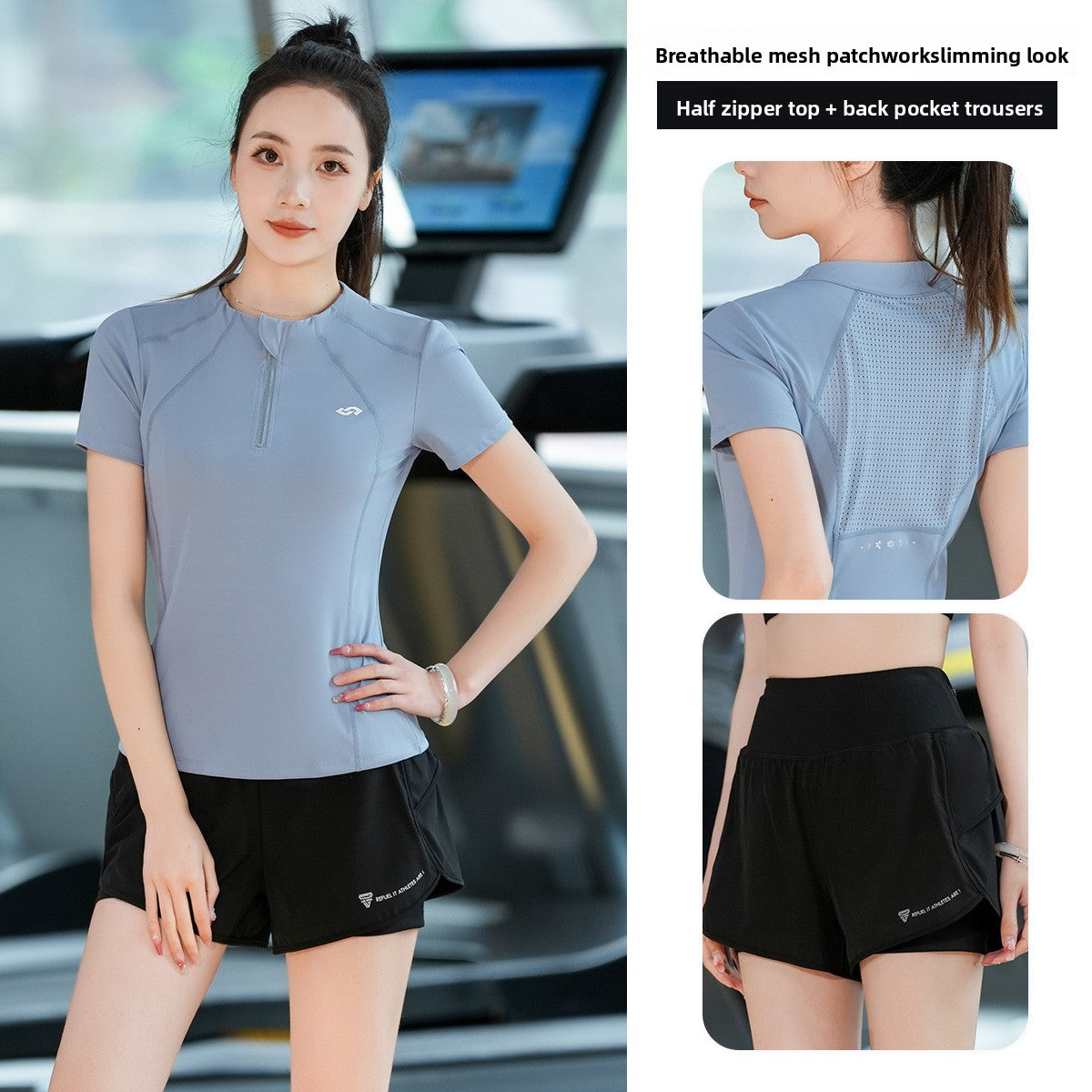 Half Zipper Short-sleeved Yoga Clothes Women's Suit