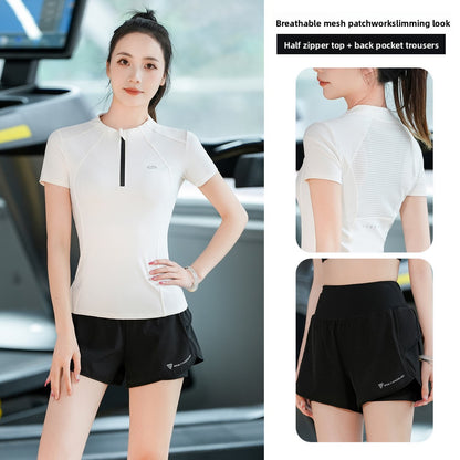 Half Zipper Short-sleeved Yoga Clothes Women's Suit