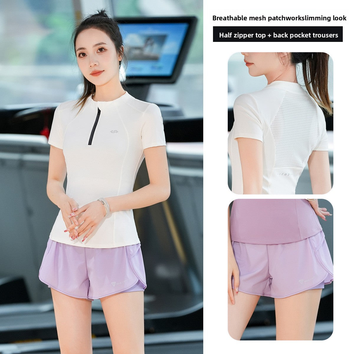 Half Zipper Short-sleeved Yoga Clothes Women's Suit