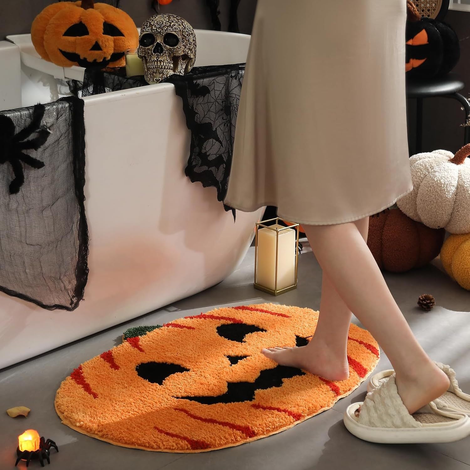 Halloween Bat-Shaped Soft Absorbent Rug
