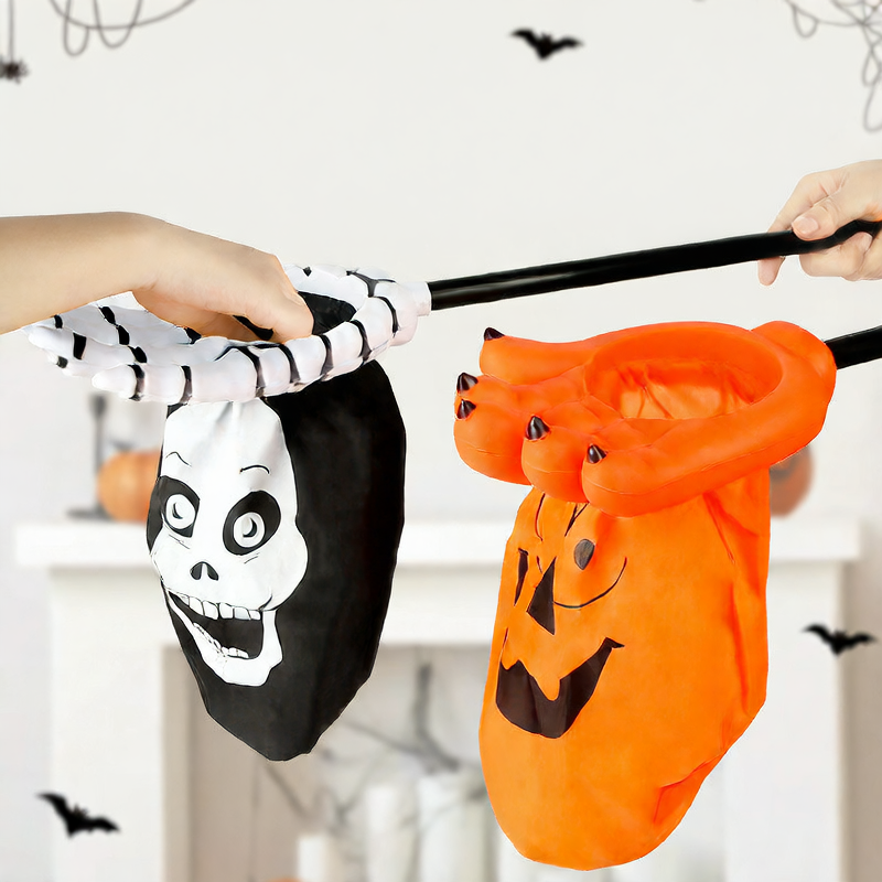 Halloween children ask for candy bags to hold sugar containers