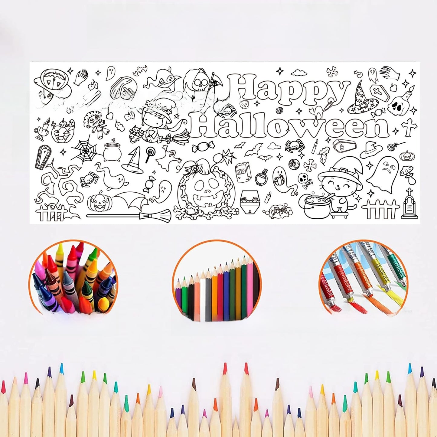 Halloween Coloring Poster for Kids