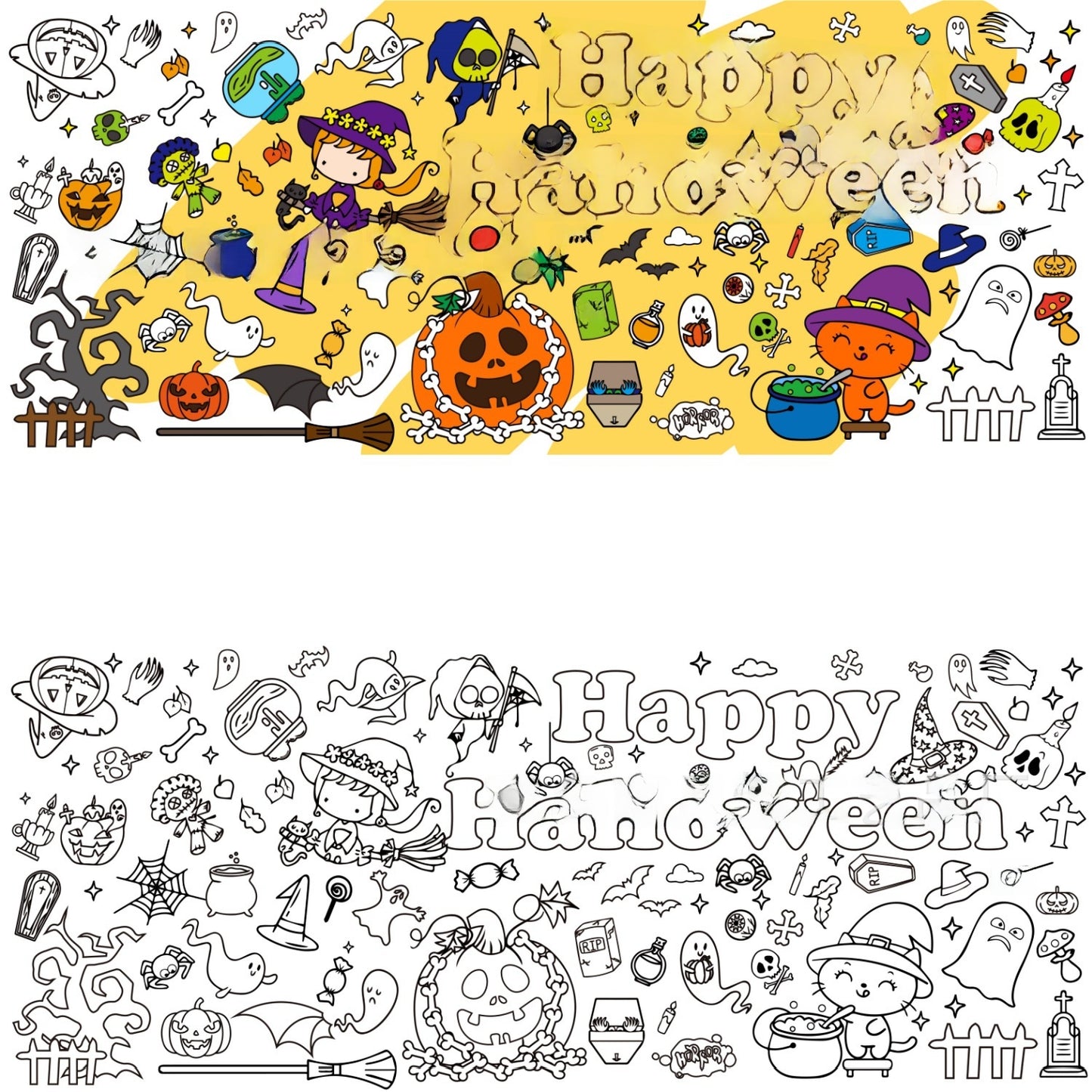 Halloween Coloring Poster for Kids