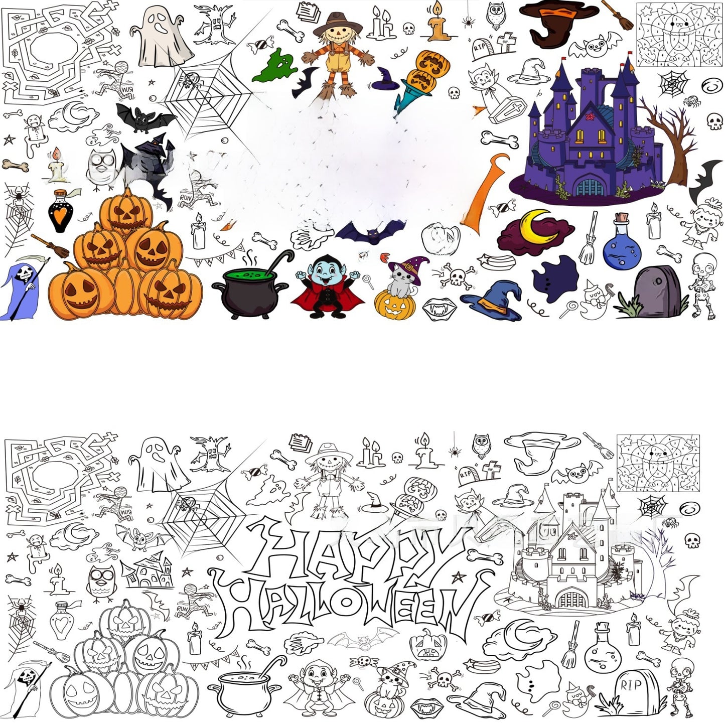 Halloween Coloring Poster for Kids
