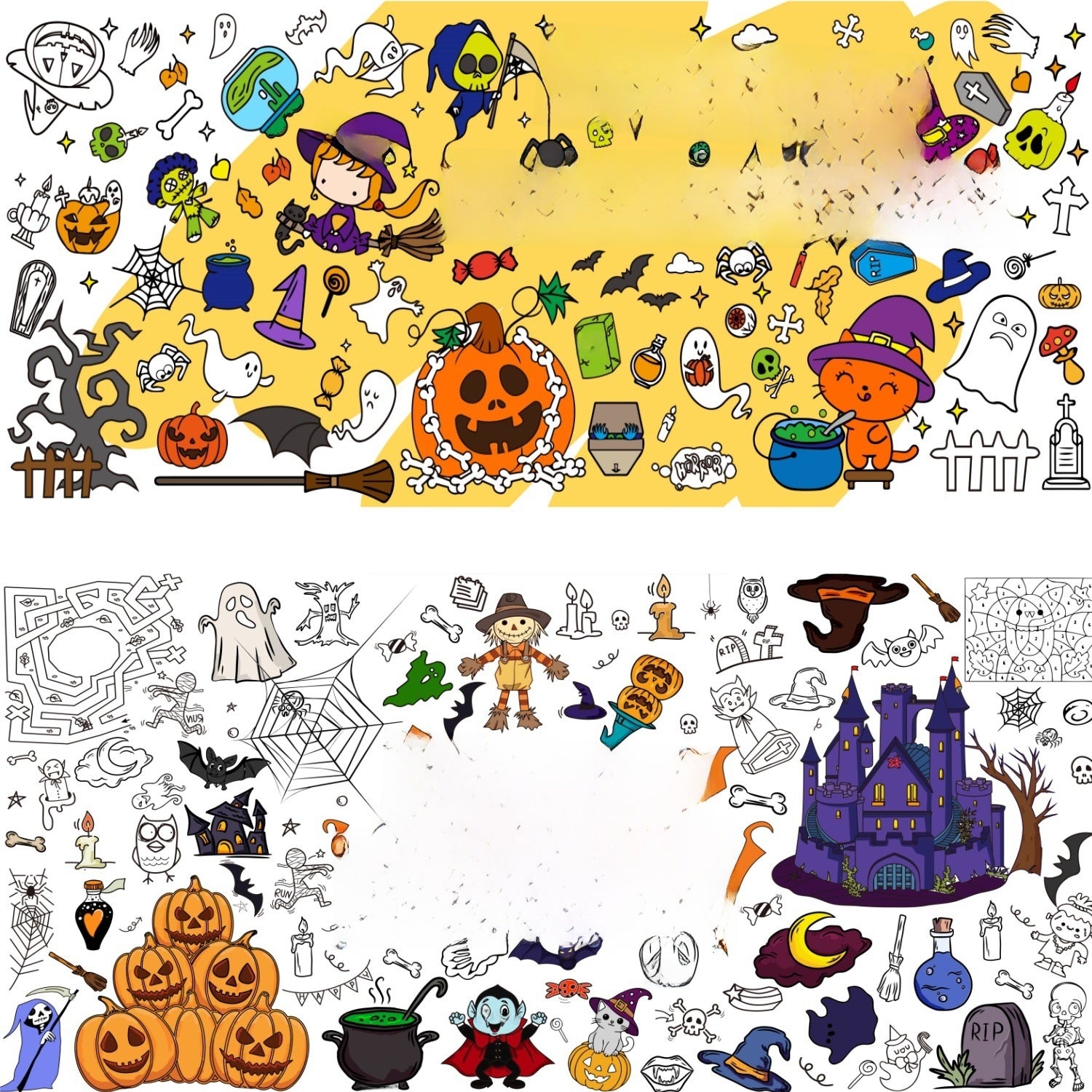 Halloween Coloring Poster for Kids