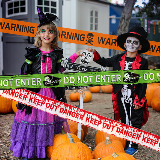 Halloween decoration isolation WARNING tape WARNING