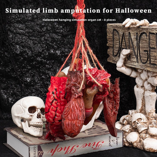 Halloween Decoration Props Realistic Broken Hands and Feet Hanging Chains