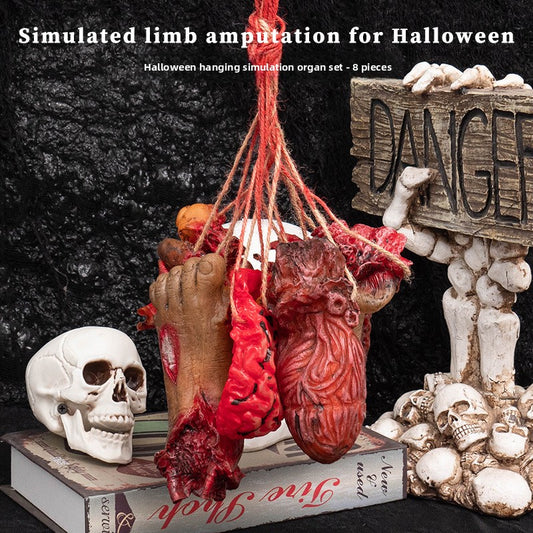 Halloween Decoration Props Realistic Broken Hands and Feet Hanging Chains