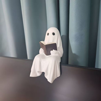 Halloween Ghost Reading Statue