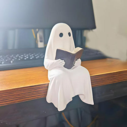 Halloween Ghost Reading Statue