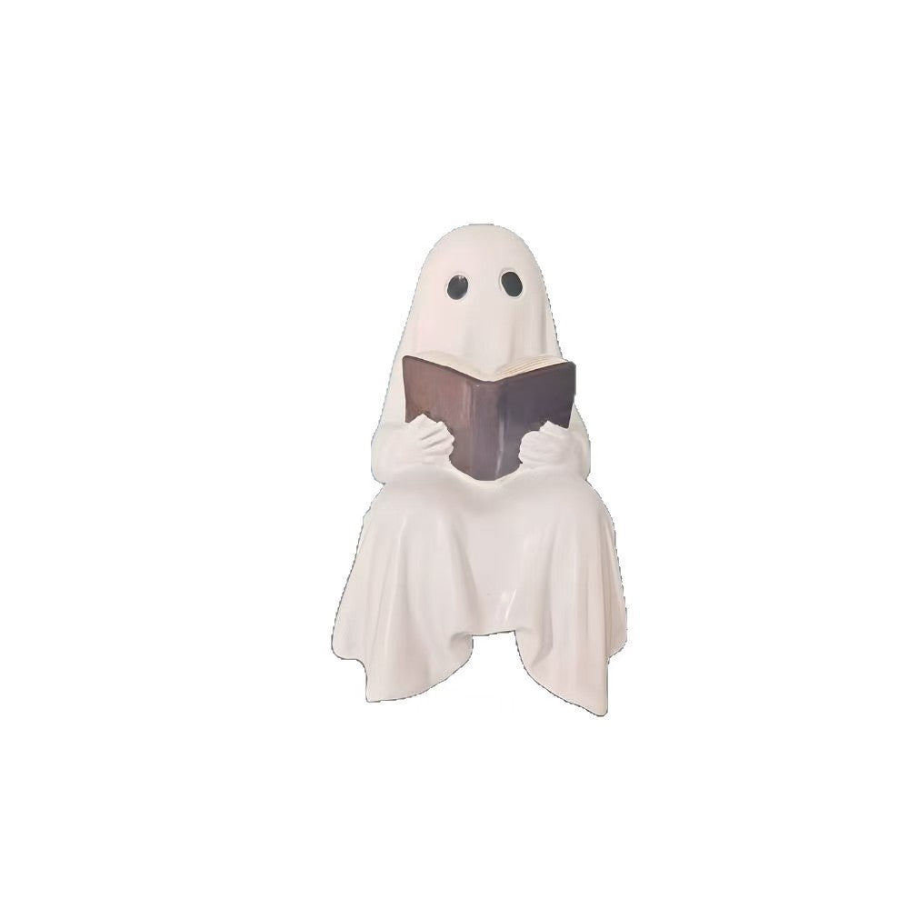 Halloween Ghost Reading Statue