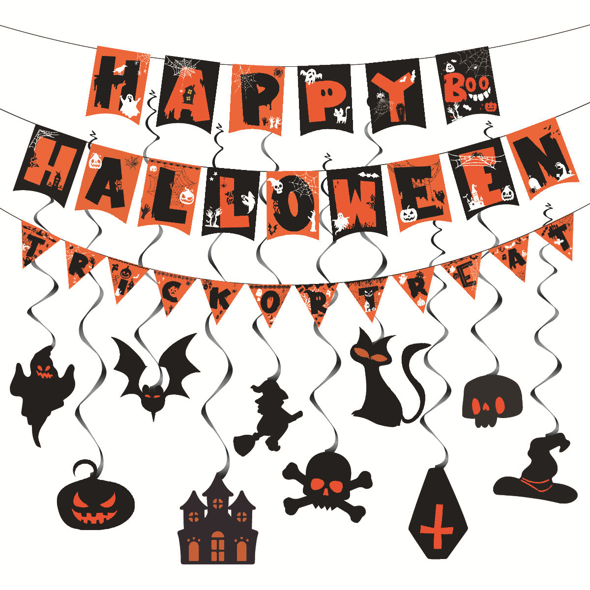 Halloween Honeycomb Ball Pendant Witch Spider