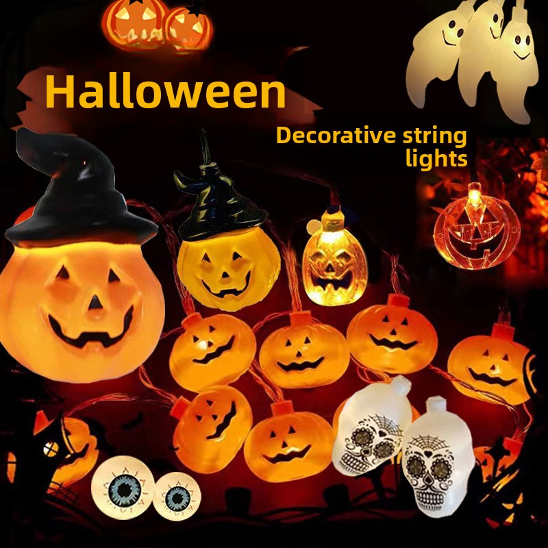 Halloween LED String Lights with Pumpkin Skull Ghost Designs