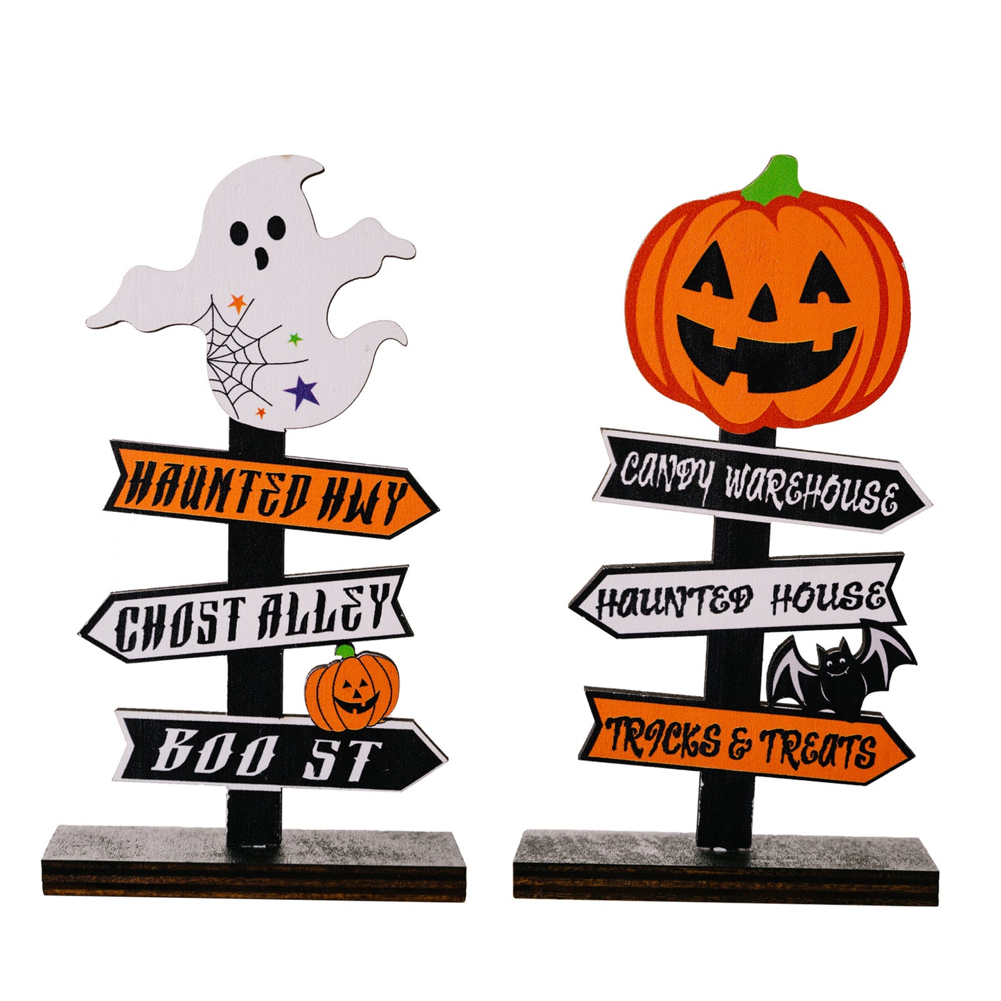 Halloween Pumpkin Letters Wooden Ornaments Tree-Shaped Ghost Table