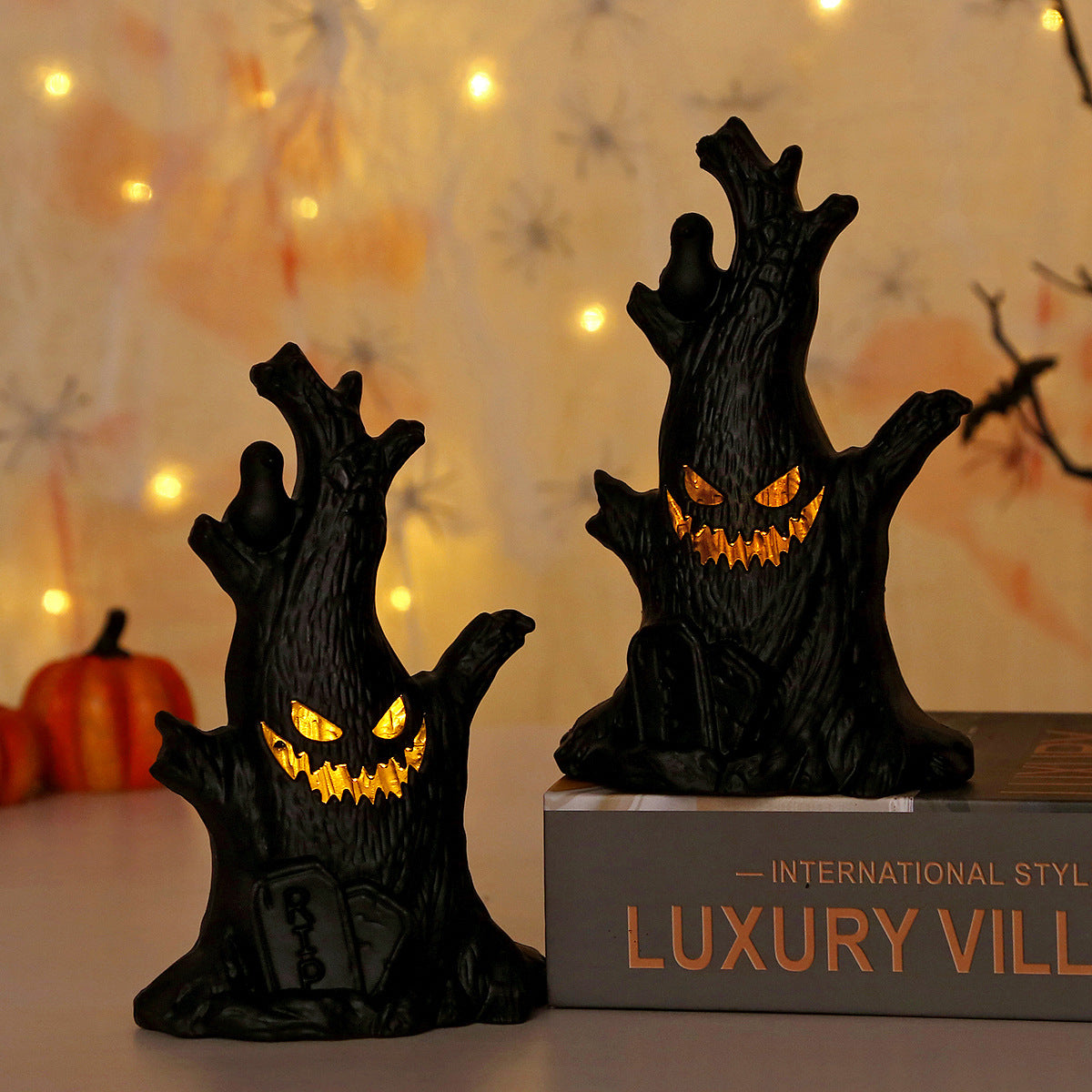 Halloween Pumpkin Light Ghost Tree Sump Decoration Ghost Face