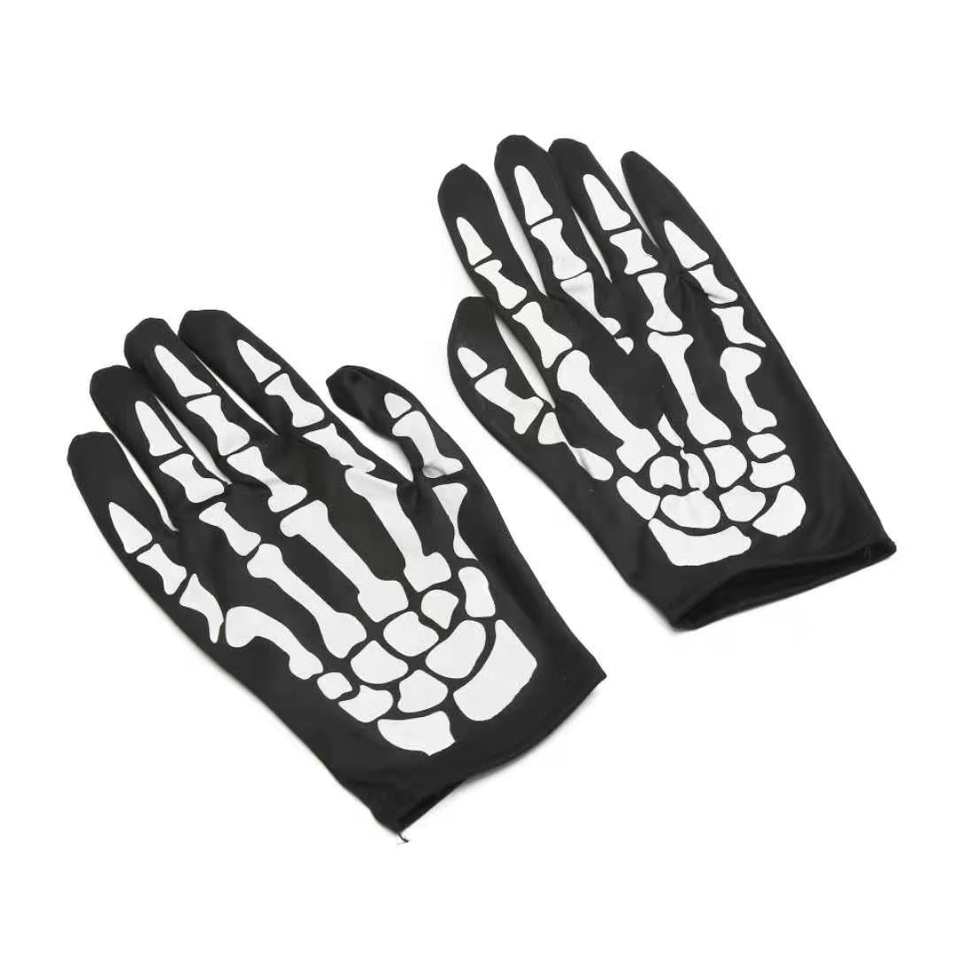 Halloween Skull Chin Mask and Ghost Gloves Set