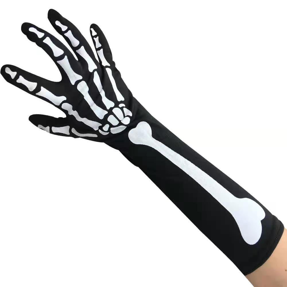 Halloween Skull Chin Mask and Ghost Gloves Set