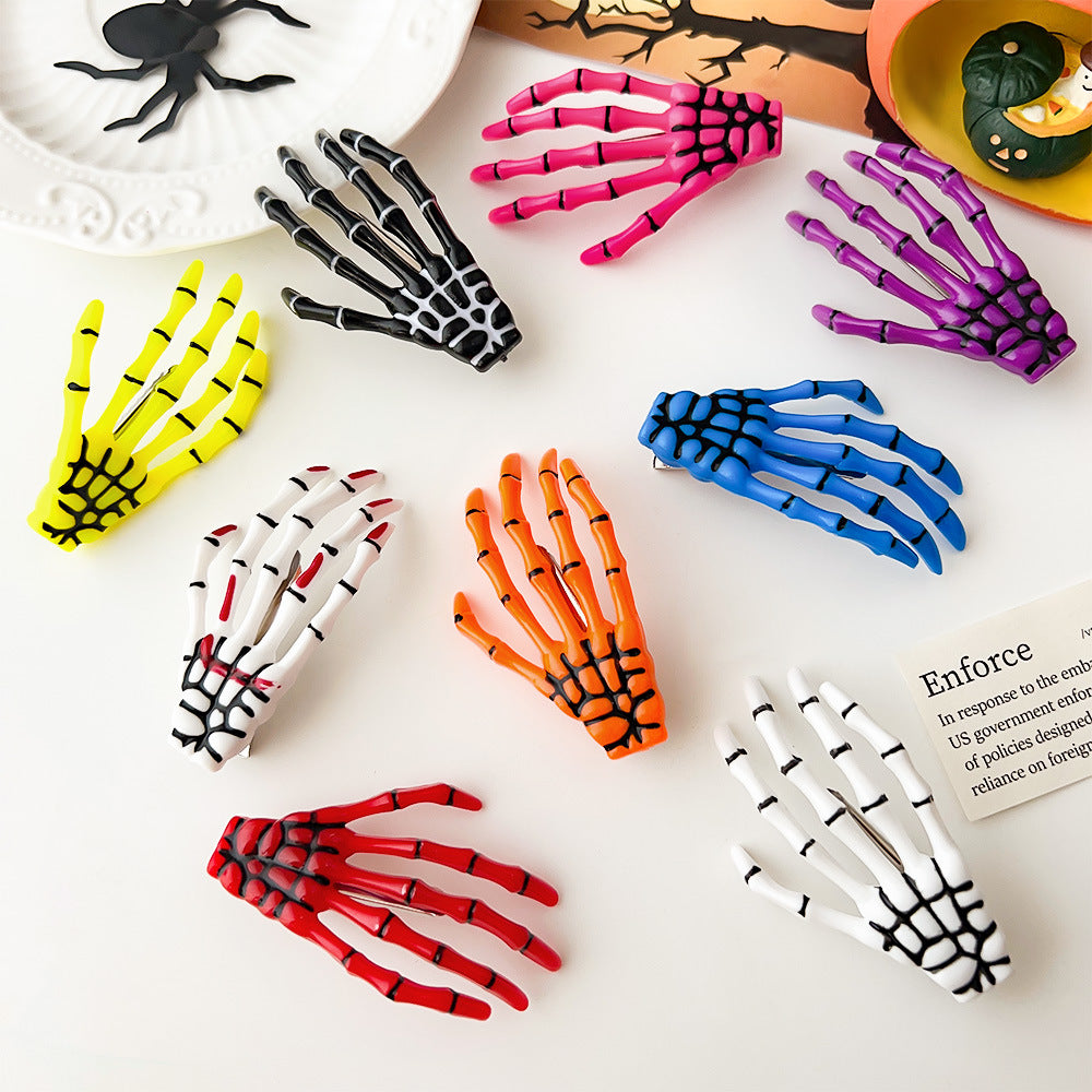 Halloween skull Harajuku hand bone hairpin