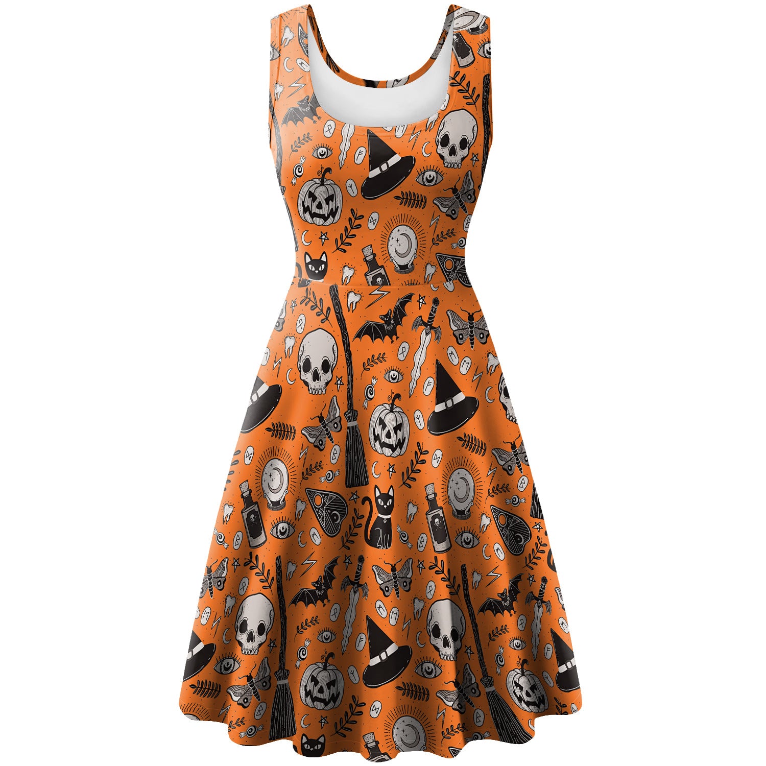 Halloween Sleeveless Digital Print Dress