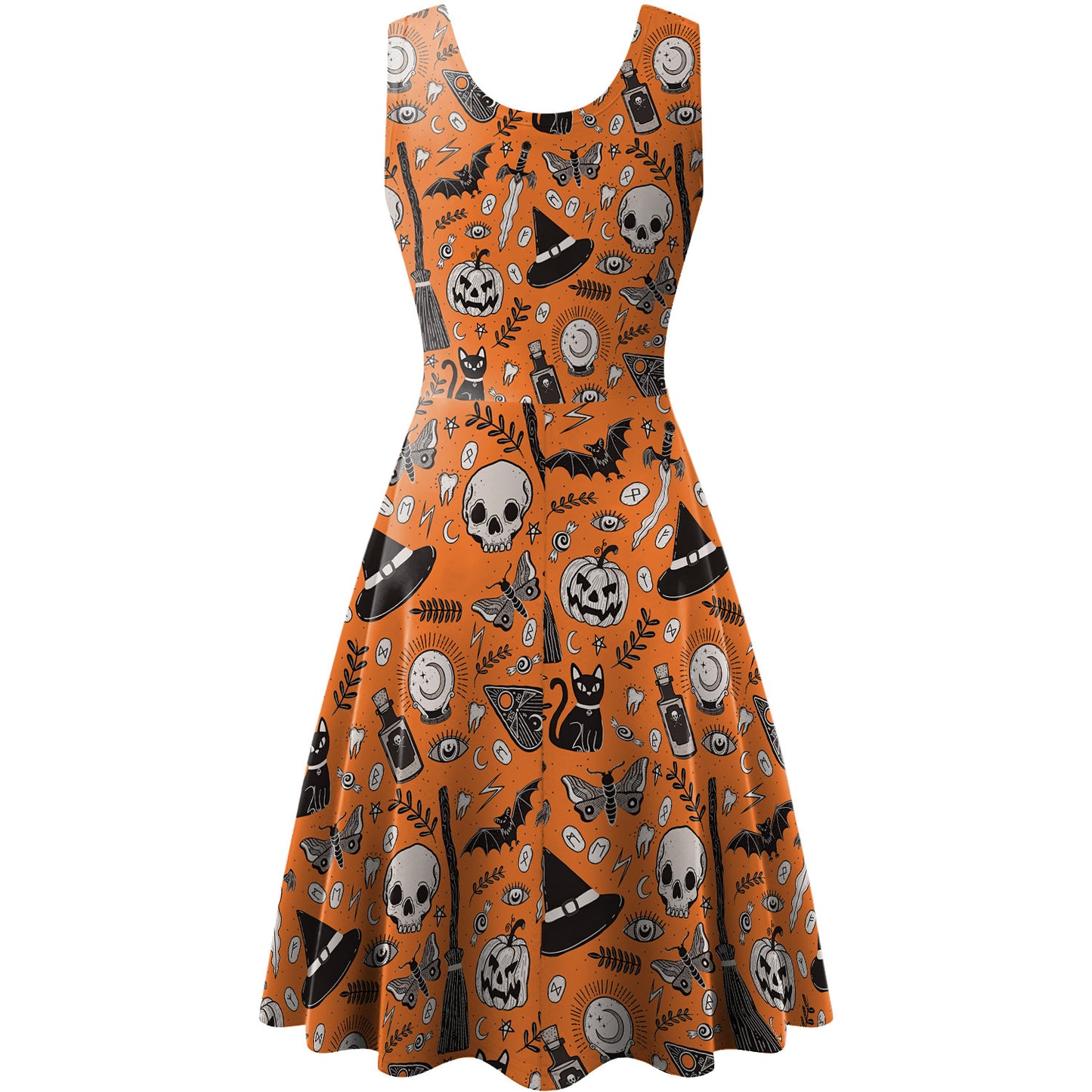 Halloween Sleeveless Digital Print Dress