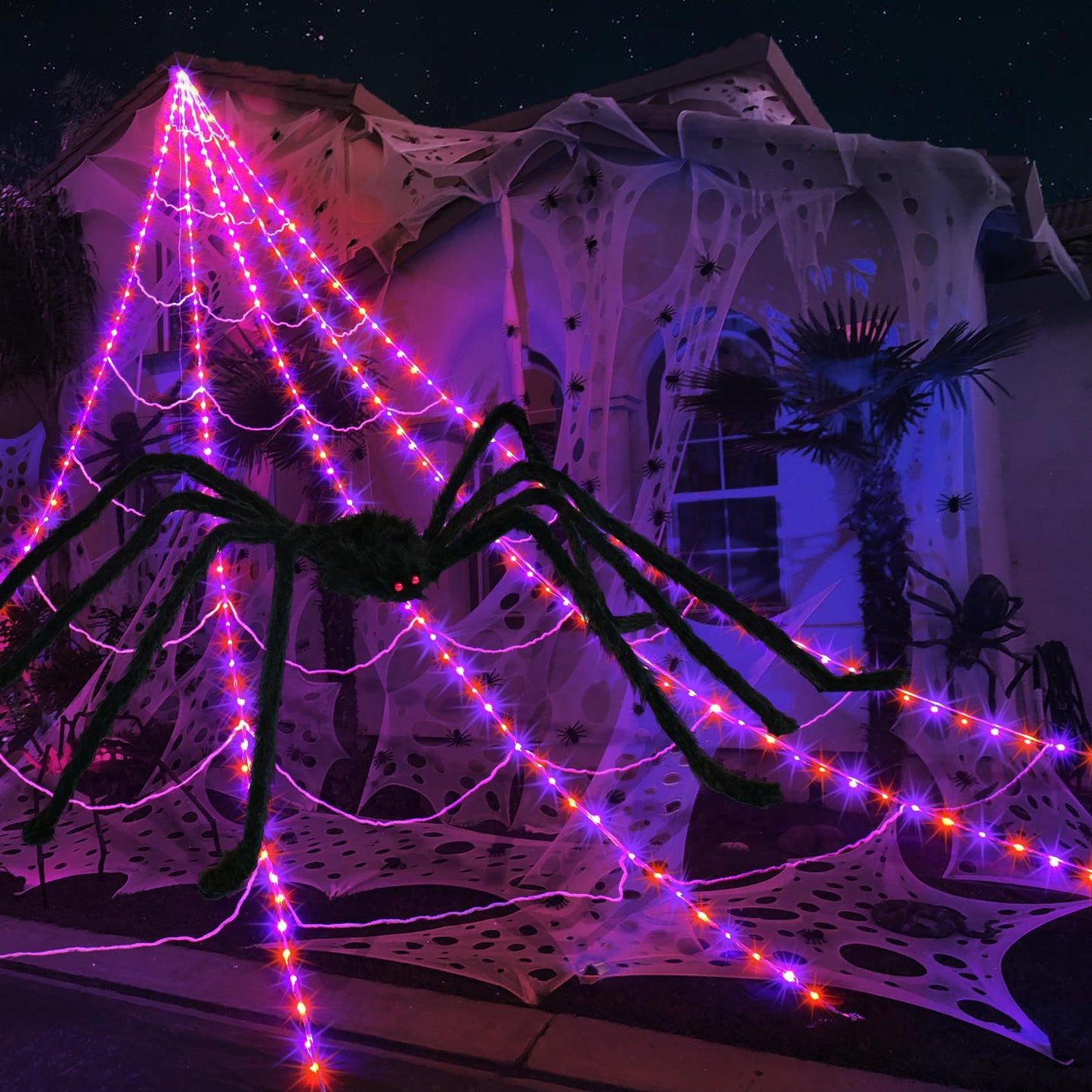 Halloween spider web luminous triangulated web