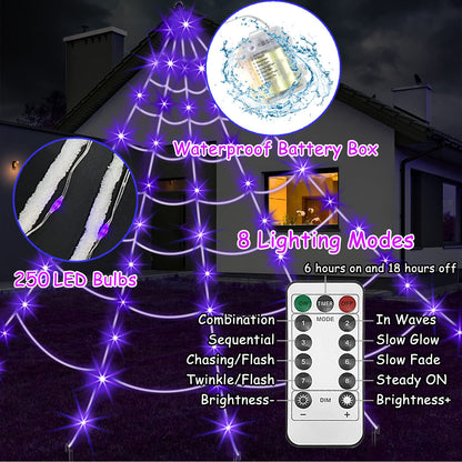 Halloween spider web luminous triangulated web