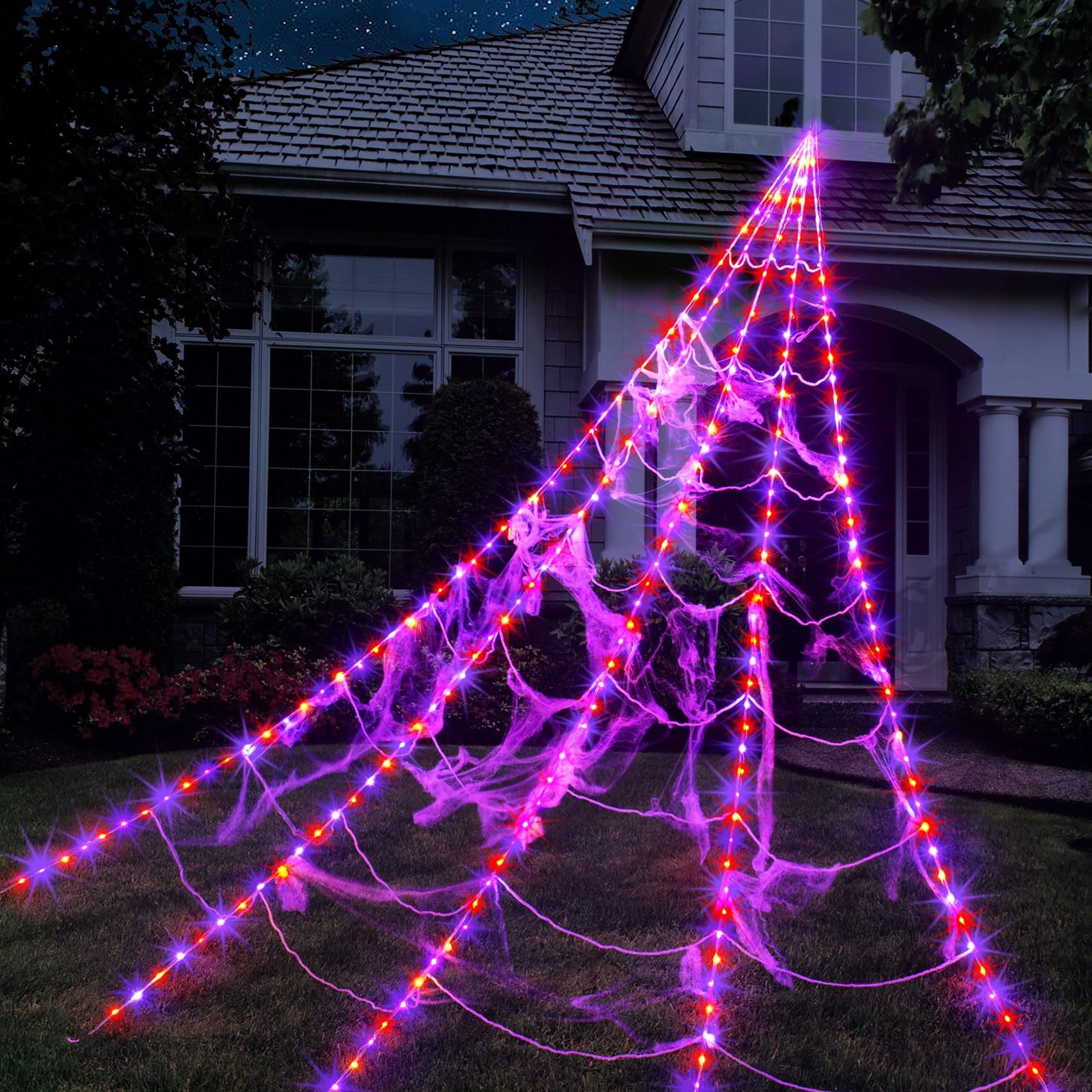 Halloween spider web luminous triangulated web
