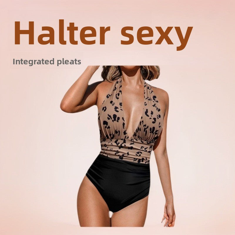 Halter Neck Backless One-Piece Swimsuit