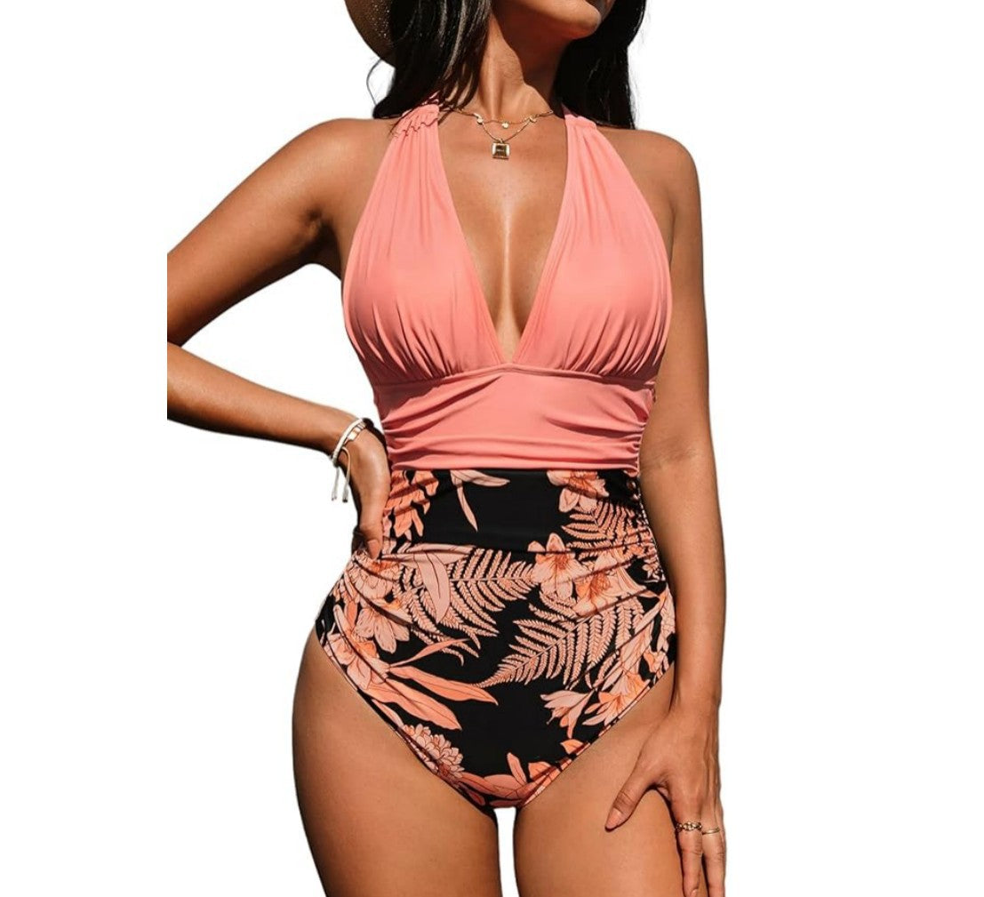 Halter Neck Backless One-Piece Swimsuit