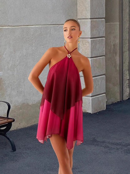Halter Neck Gradient Mesh Dress