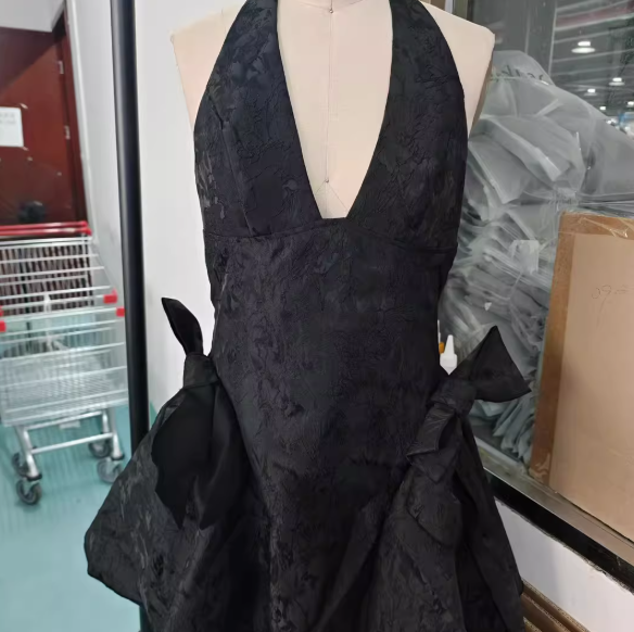Halter Neck Jacquard Dress