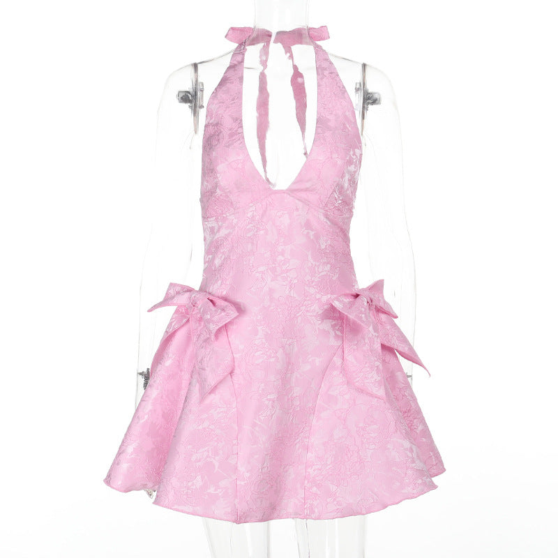 Halter Neck Jacquard Dress