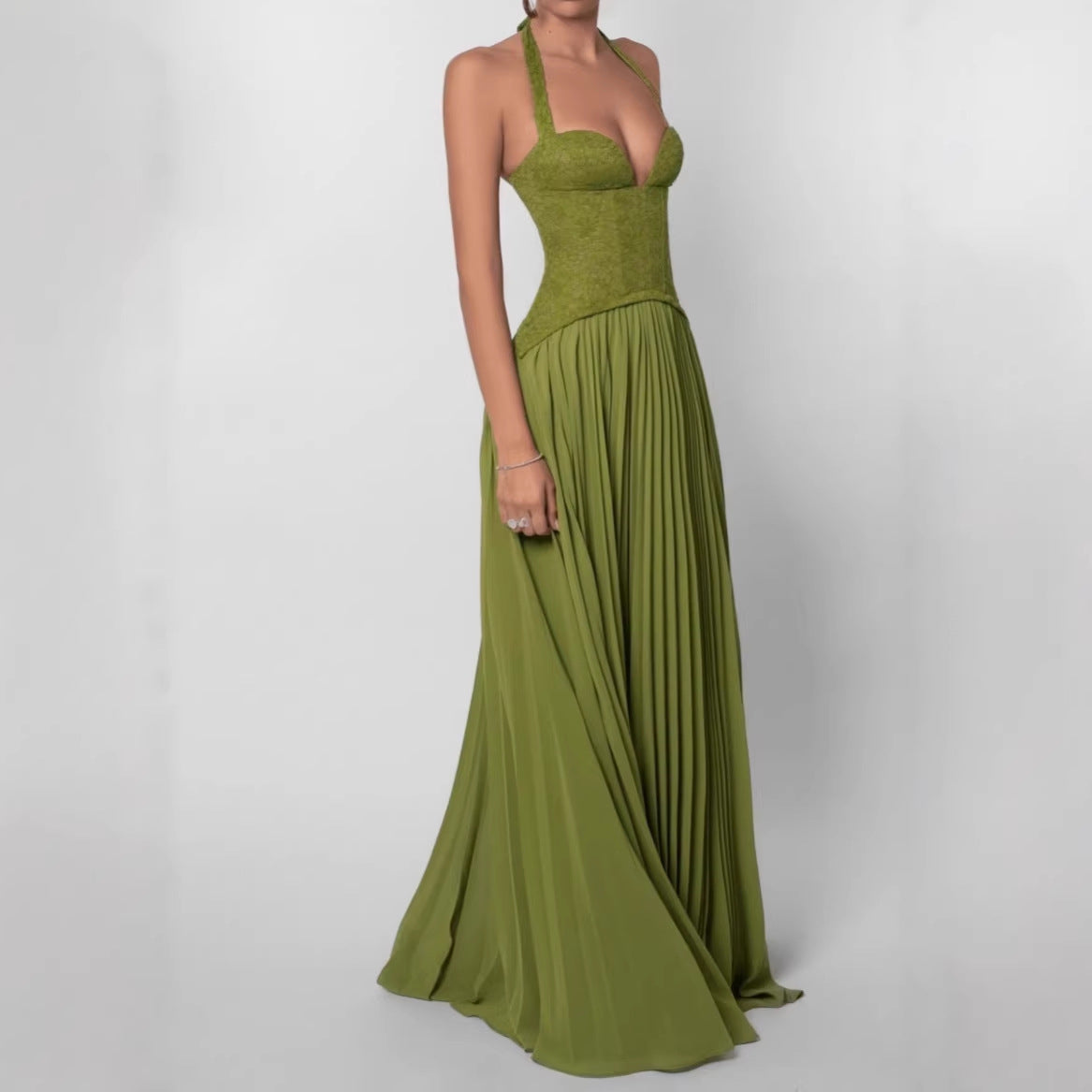 Halter Neck Low Back A-Line Dress
