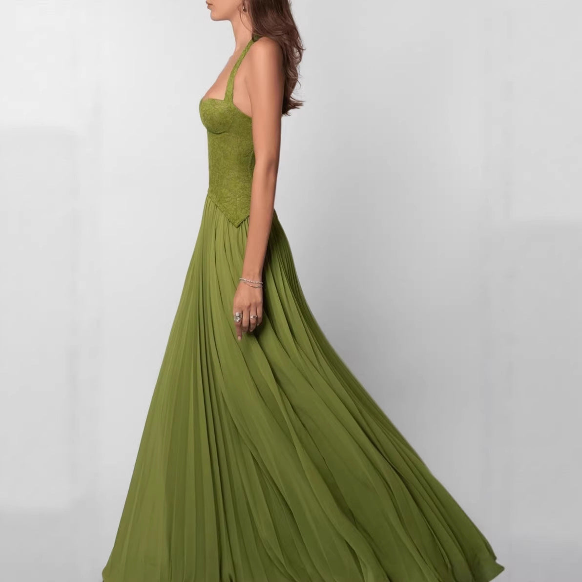 Halter Neck Low Back A-Line Dress