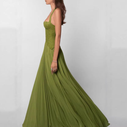 Halter Neck Low Back A-Line Dress