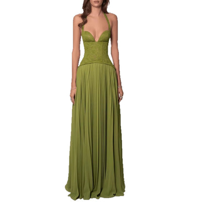 Halter Neck Low Back A-Line Dress