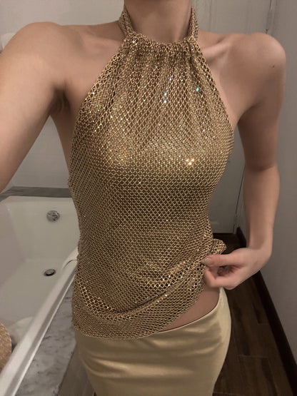 Halter Neck Mesh Dress