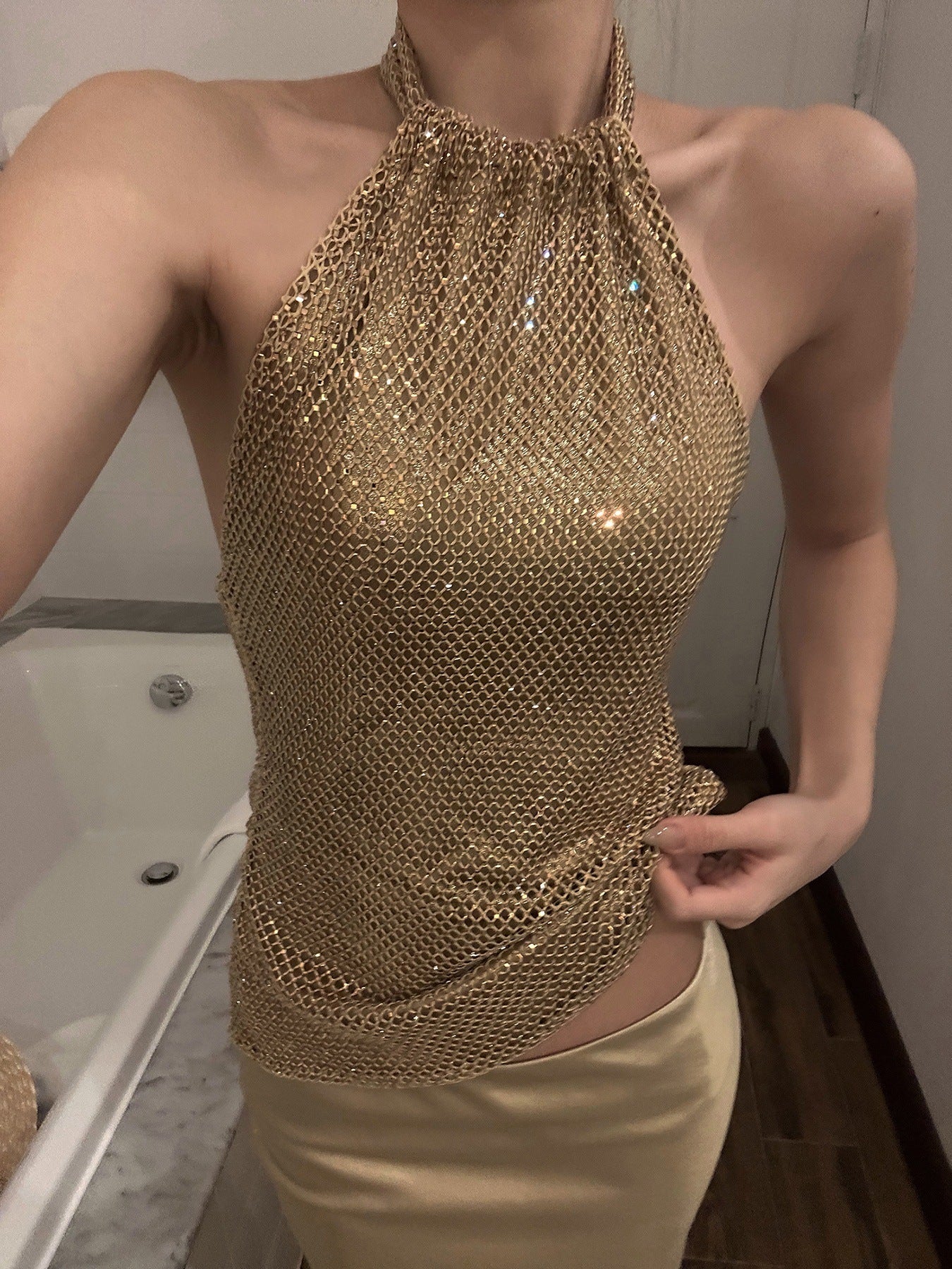Halter Neck Mesh Dress
