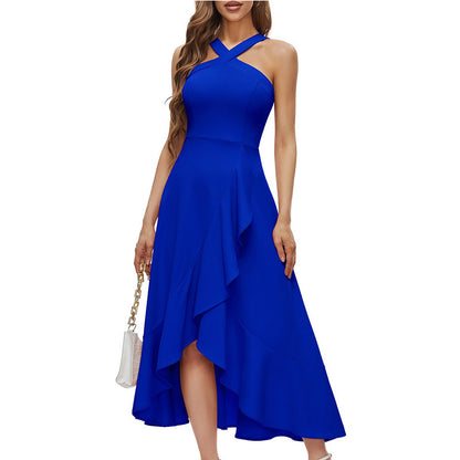 Halter Neck Ruffle Formal Dress
