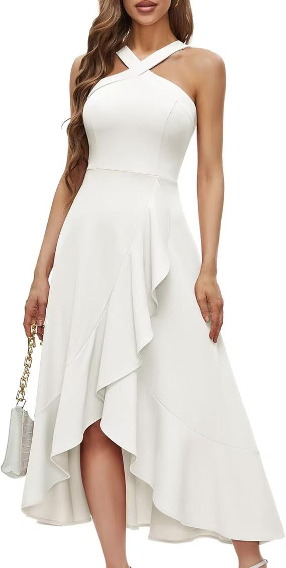 Halter Neck Ruffle Formal Dress