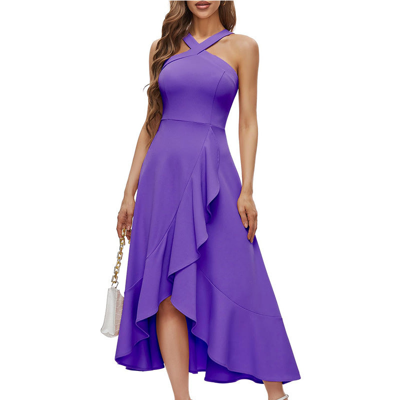 Halter Neck Ruffle Formal Dress