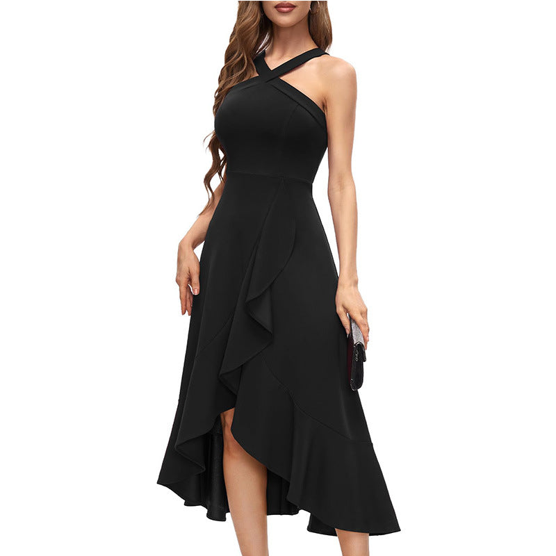 Halter Neck Ruffle Formal Dress