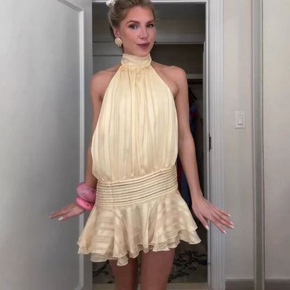 Halter Neck Satin Dress