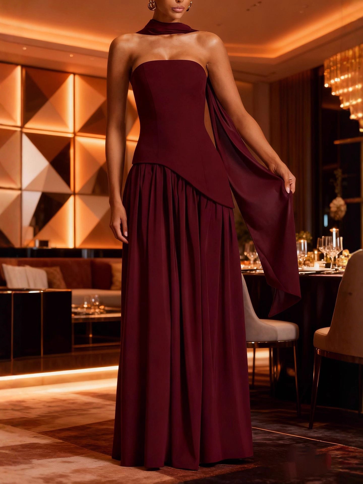 Halter Neck Slit Dress