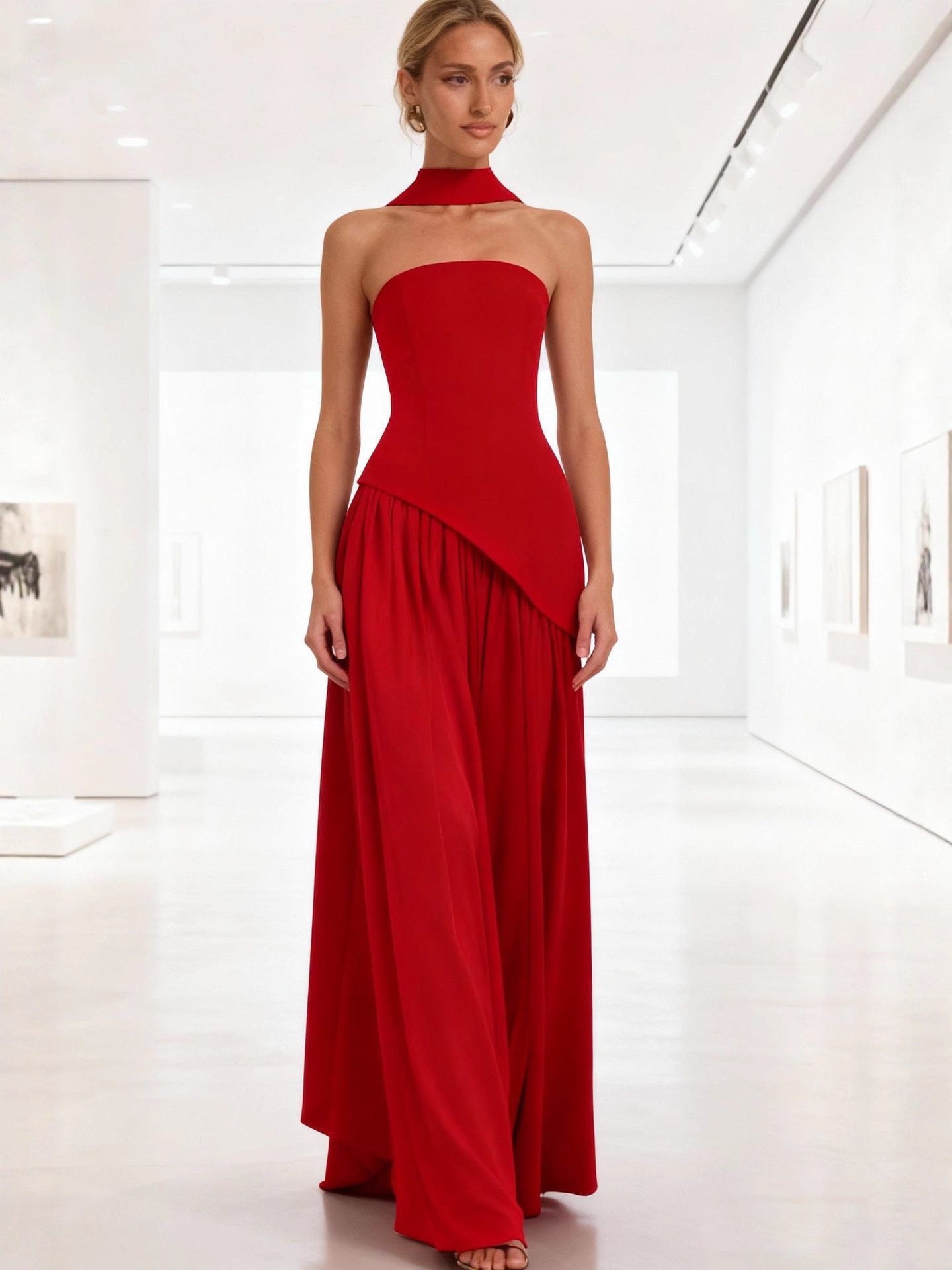Halter Neck Slit Dress