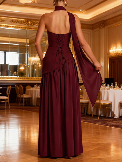 Halter Neck Slit Dress
