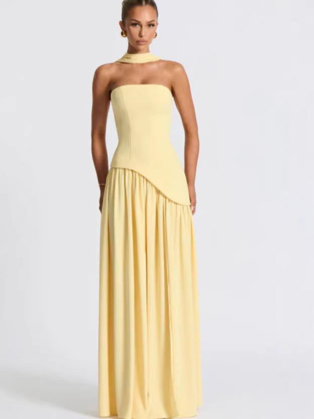 Halter Neck Slit Dress